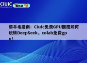 薅羊毛指南：Ciuic免费GPU额度如何玩转DeepSeek，colab免费gpu！