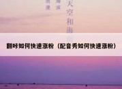 翻咔如何快速涨粉（配音秀如何快速涨粉）