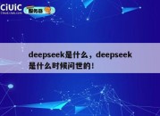deepseek是什么，deepseek是什么时候问世的！