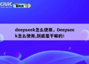 deepseek怎么使用，Deepseek怎么使用,到底是干嘛的！