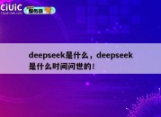 deepseek是什么，deepseek是什么时间问世的！