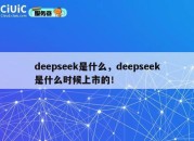 deepseek是什么，deepseek是什么时候上市的！