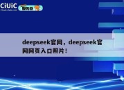 deepseek官网，deepseek官网网页入口照片！