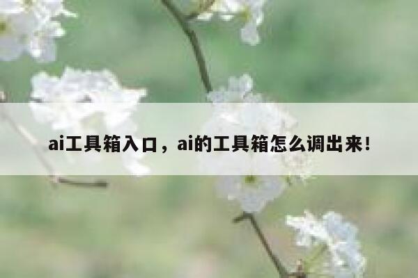 ai工具箱入口，ai的工具箱怎么调出来！ 第1张