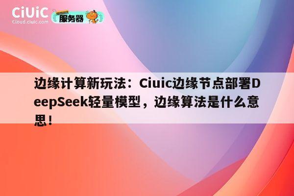 边缘计算新玩法：Ciuic边缘节点部署DeepSeek轻量模型，边缘算法是什么意思！ 第1张