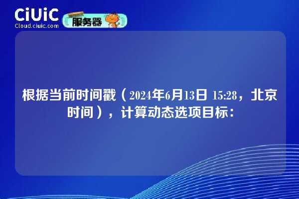 根据当前时间戳（2024年6月13日 15:28，北京时间），计算动态选项目标：
